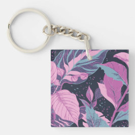 Pastel bladeren op donkere achtergrond sleutelhanger