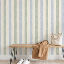 Pastel Blau Salie Groen Streep Boho Boerderij