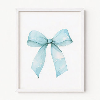 Pastel Blau Waterverf Coquette Strik Poster
