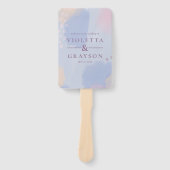 Pastel Blauw Abstracte Kunst Handwaaier (Voorkant)