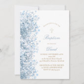 pastel blauw Baby's Breath baby jongen Doop Kaart (Voorkant)