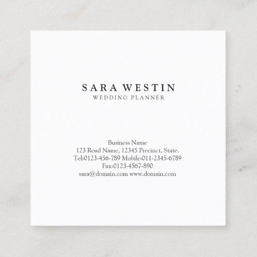 Pastel Blauw Bladeren Bloemen Monogram Bruiloft Pl Vierkante Visitekaartje (Achterkant)