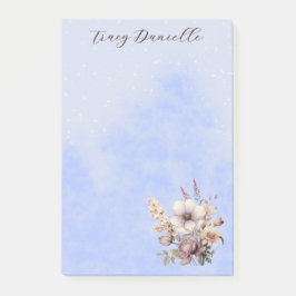 Pastel Blauw  Bloemen Custom Post-it® Notes