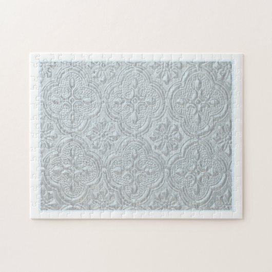 Pastel Blauw Bloemen Patroon Legpuzzel (Horizontaal)