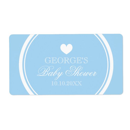 Pastel blauw DIY baby shower waterflesetiketten Etiket (Voorkant)