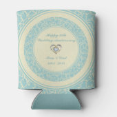 Pastel Blauw en Crème Bloemen Damasks 2 Blikjeskoeler (Achterkant)