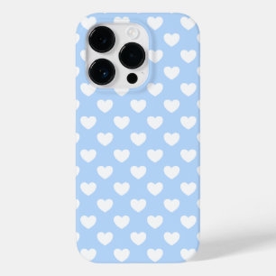 Pastel blauw en dun wit hartpatroon Case-Mate iPhone 14 pro hoesje