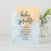 Pastel blauw en goud marmer | Baby-strooi Kaart (Staand voorkant)