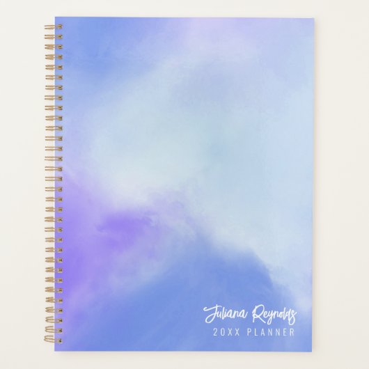 Pastel Blauw en Paarse Abstracte Kunstplank Planner (Voorkant)