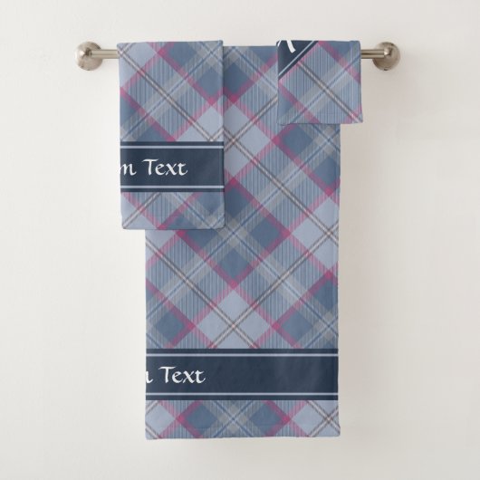 Pastel Blauw en Roze Tartandoekset Bad Handdoek (Insitu)