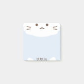 Pastel Blauw en wit Leuke Kat Post-it® Notes (Voorkant)