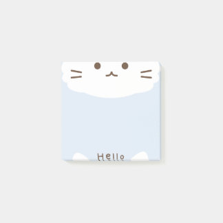 Pastel Blauw en wit Leuke Kat Post-it® Notes