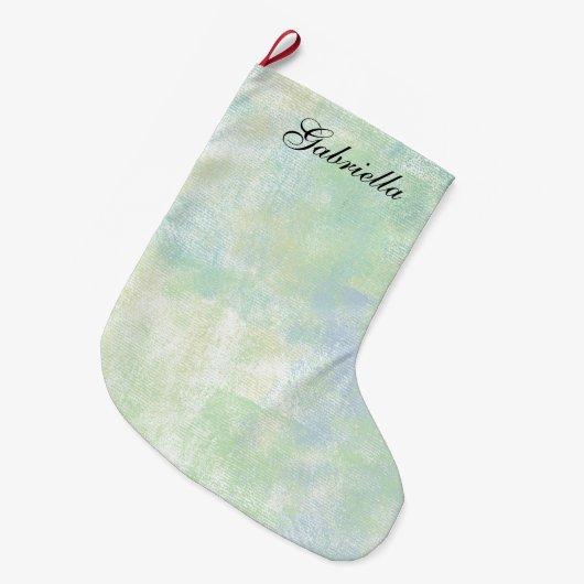 Pastel Blauw Groen Abstract gepersonaliseerd Grote Kerstsok (Voorkant (Hangend))