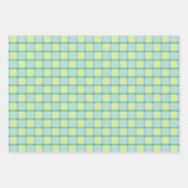 Pastel blauw groen gepleisterd geblokt gingham inpakpapier vel (Voorkant 2)