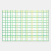 Pastel blauw groen gepleisterd geblokt gingham inpakpapier vel (Voorkant)
