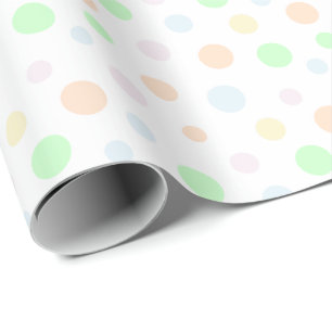 Pastel Blauw, Groen, Oranje, Geel en Roze Stippen Cadeaupapier