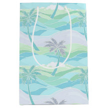 PASTEL BLAUW GROEN PAARS ZOMER PALMBOMEN