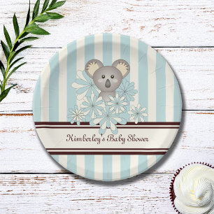 Pastel Blauw Koala Kids Verjaardag   Jongen Baby s Papieren Bordje