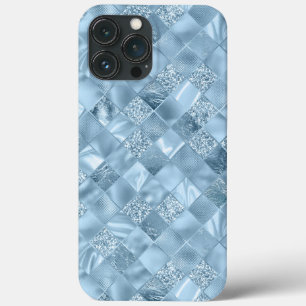 Pastel Blauw Metallic Chique Elegante Glitter iPhone 13 Pro Max Hoesje