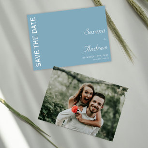 Pastel Blauw Minimalist Plain Chic Artsy Bruiloft Kaart