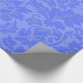 Pastel Blauw Monochromatische  Bloemen Damasks Cadeaupapier (Hoek)