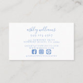 Pastel Blauw Monogram Bloemkam Professioneel Visitekaartje (Achterkant)