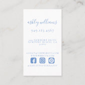 Pastel Blauw Monogram Professionele Bloemkam Visitekaartje (Achterkant)