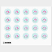 Pastel blauw naainaaimachine ronde sticker (Vel)