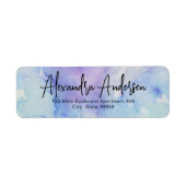 Pastel Blauw Paars Waterverf Modern Schrift Label (Voorkant)