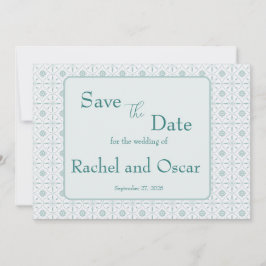 Pastel blauw patroon bruiloft save the date