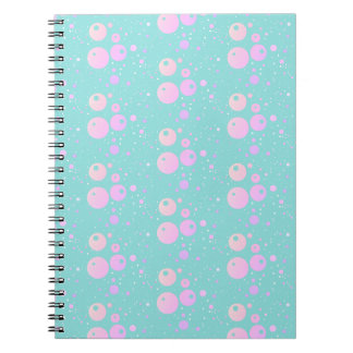 Pastel blauw roze esthetische cirkelstipontwerp notitieboek