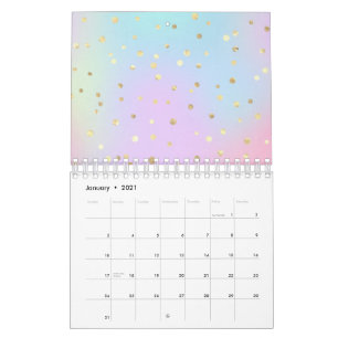 Pastel Blauw Roze Paarse kleine, heldere, gouden S Kalender
