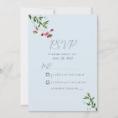 Pastel blauw roze rood groen bloemen RSVP Kaart (Voorkant)