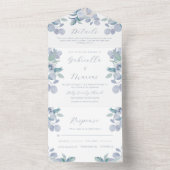  Pastel Blauw Waterverf Bloemen Huwelijk All In One Uitnodiging (Binnen)