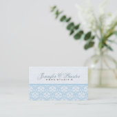 Pastel Blauw & Wit  Bloemen Damasks Visitekaartje (Staand voorkant)