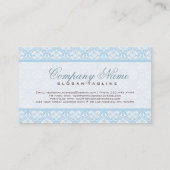 Pastel Blauw & Wit  Bloemen Damasks Visitekaartje (Achterkant)