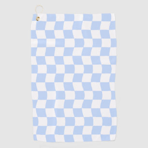 Pastel blauw wit retro dambordpatroon golfhanddoek