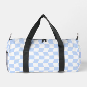 Pastel blauw wit retro dambordpatroon plunjezak
