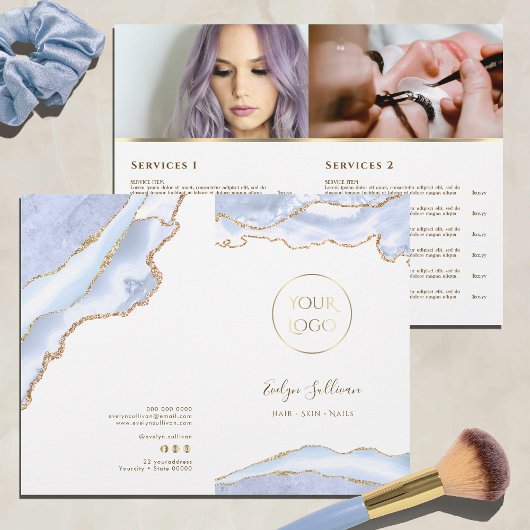 Pastel Blauwe Agaat Service Menu Brochure