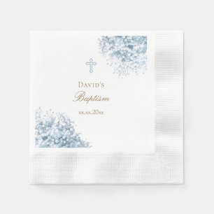pastel blauwe baby's adem bloemen doop servet