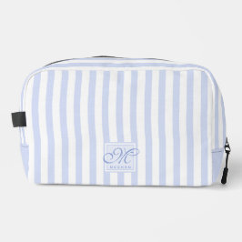 Pastel blauwe en witte strepen - Monogrammed Toilettasje