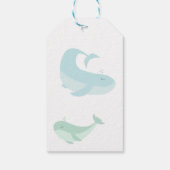 Pastel Blauwe Groene Whale Dank u voor de Birthday Cadeaulabel (Achterkant)