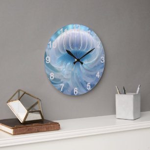 Pastel blauwe kwal fractal kunst, grote klok