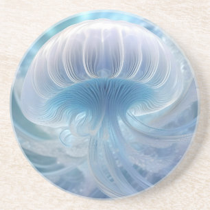 Pastel blauwe kwal fractal kunst onder het Zee, Zandsteen Onderzetter