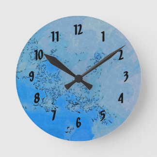 Pastel Blauwe Luchtontwerp Ronde Klok