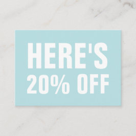 Pastel blauwe, minimalistische trendmatige eenvoud kortingskaartje