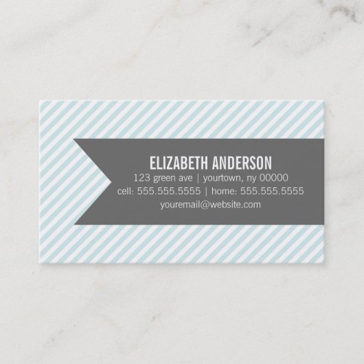 Pastel Blauwe Stripes Visitekaartje (Voorkant)