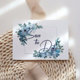 Pastel Blauwe Waterverfrozen Save The Date