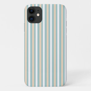 Pastel blauwe, witte en blush strepen iPhone 11 hoesje