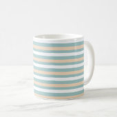 Pastel blauwe, witte en blush strepen koffiemok (Voorkant rechts)